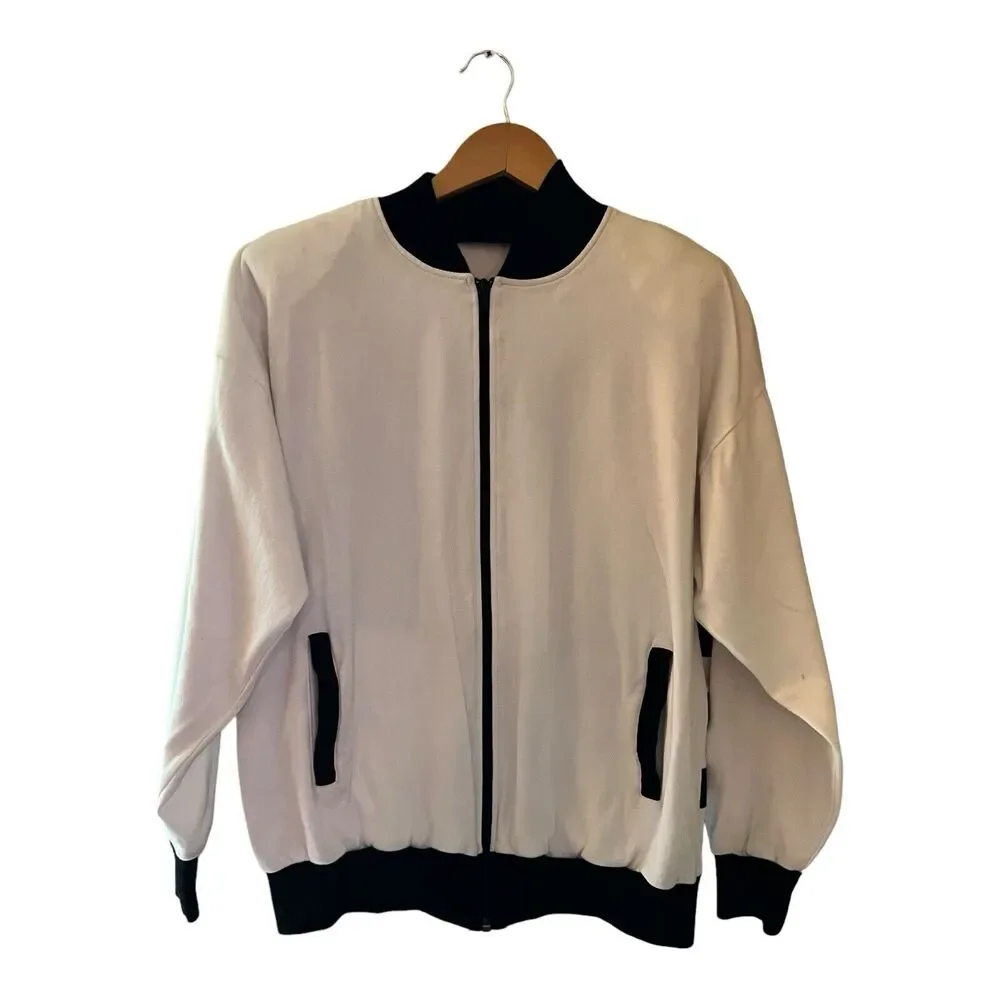 VTG 80s Full Zip Beaded Zebra Sweatshirt Jacket‎ MOLTO FINO Designer Striped M/L